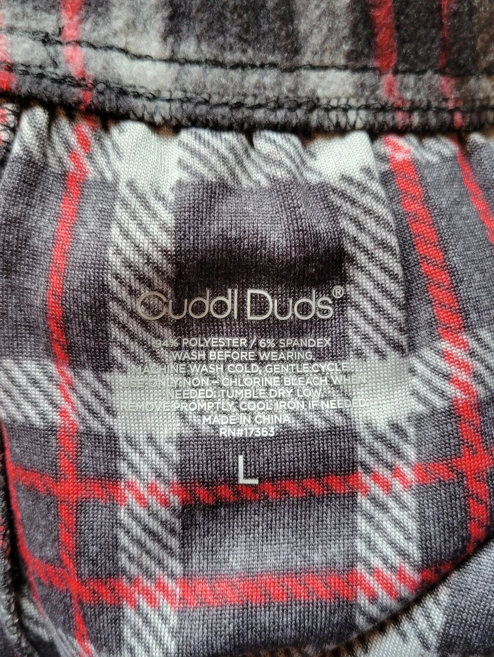 NWOT Cuddl Duds Fleece Pajama Lounge Pants Pockets Plaid Gray Red Men's Large